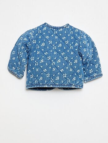 Gewatteerde denim jas met drukknoopsluiting