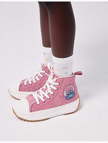 Gewatteerde hoge sneakers met stitch-print