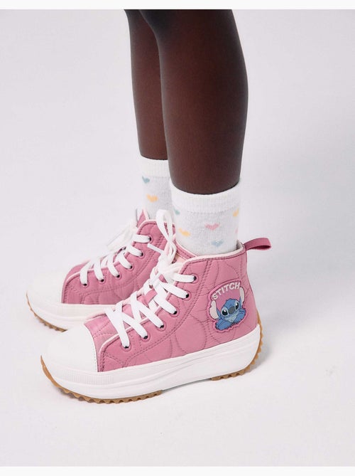 Gewatteerde hoge sneakers met stitch-print - Kiabi