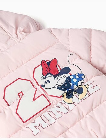 Gewatteerde jas met capuchon en minnie print