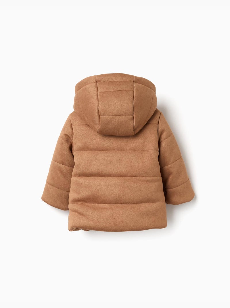 Gewatteerde jas met capuchon en pluche voering Beige - Kiabi
