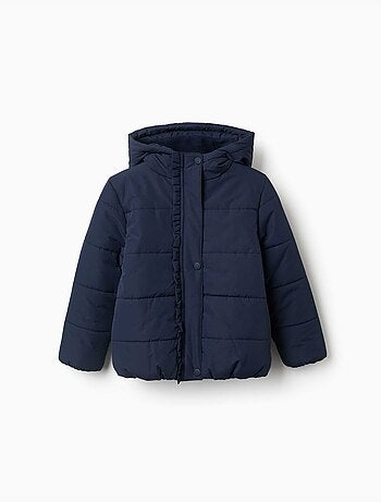 Gewatteerde jas met capuchon en voering van polarfleece