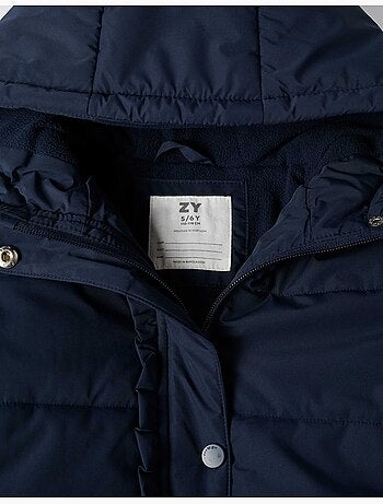 Gewatteerde jas met capuchon en voering van polarfleece