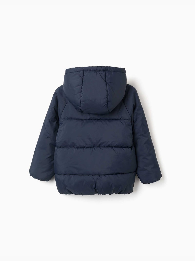 Gewatteerde jas met capuchon en voering van polarfleece Donkerblauw - Kiabi