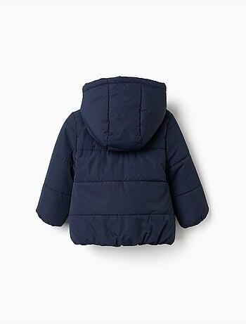 Gewatteerde jas met capuchon en voering van polarfleece