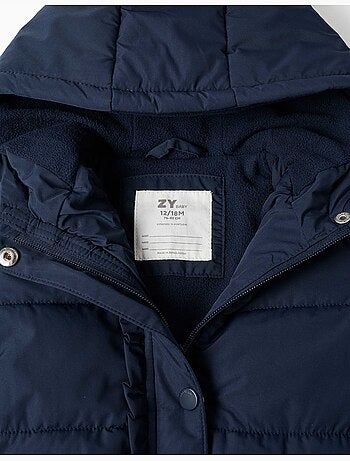 Gewatteerde jas met capuchon en voering van polarfleece