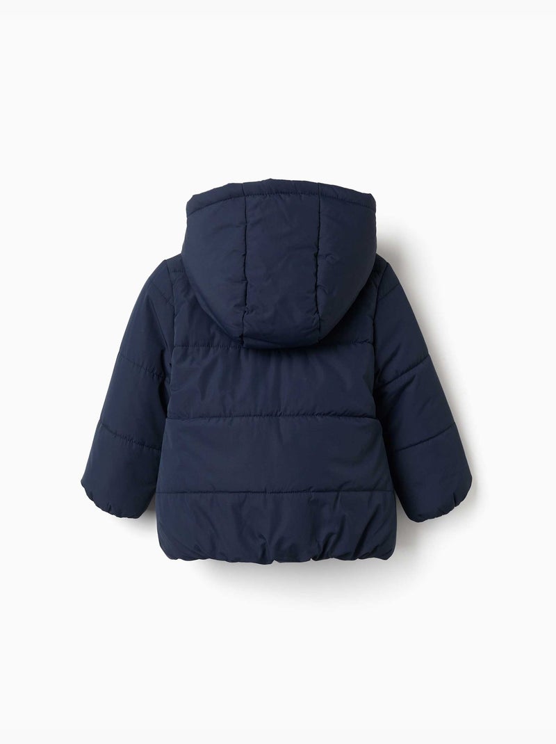 Gewatteerde jas met capuchon en voering van polarfleece Donkerblauw - Kiabi