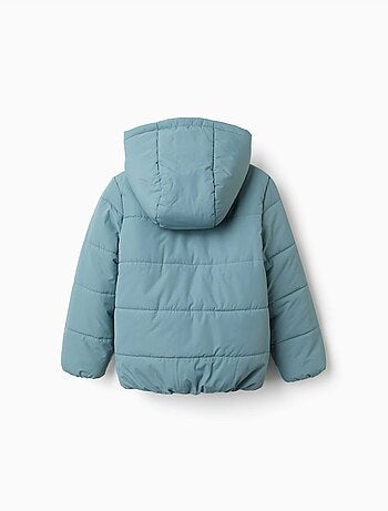 Gewatteerde jas met capuchon en voering van polarfleece