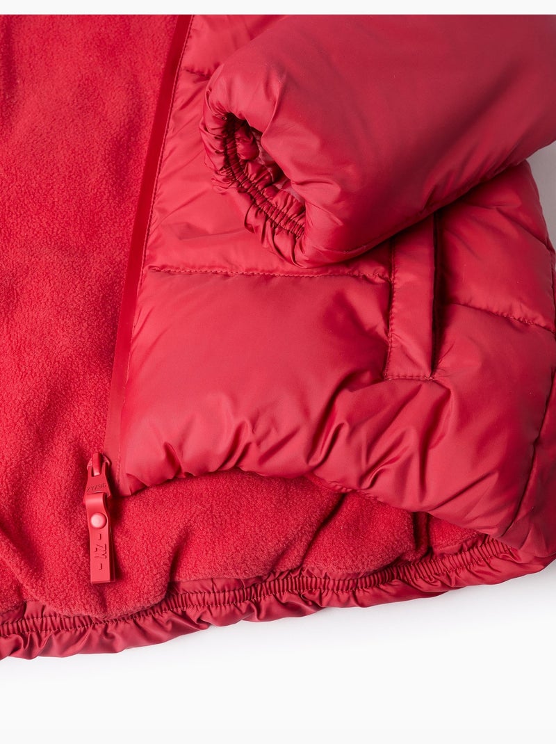 Gewatteerde jas met capuchon en voering van polarfleece Rood - Kiabi