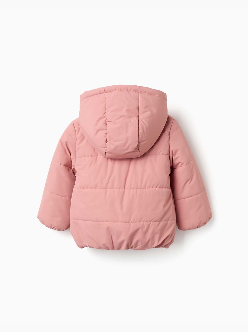 Gewatteerde jas met capuchon en voering van polarfleece Roze - Kiabi
