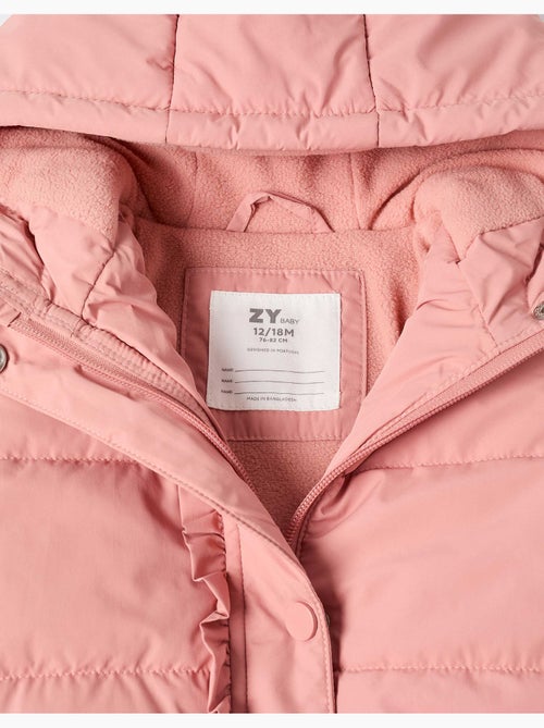 Gewatteerde jas met capuchon en voering van polarfleece - Kiabi