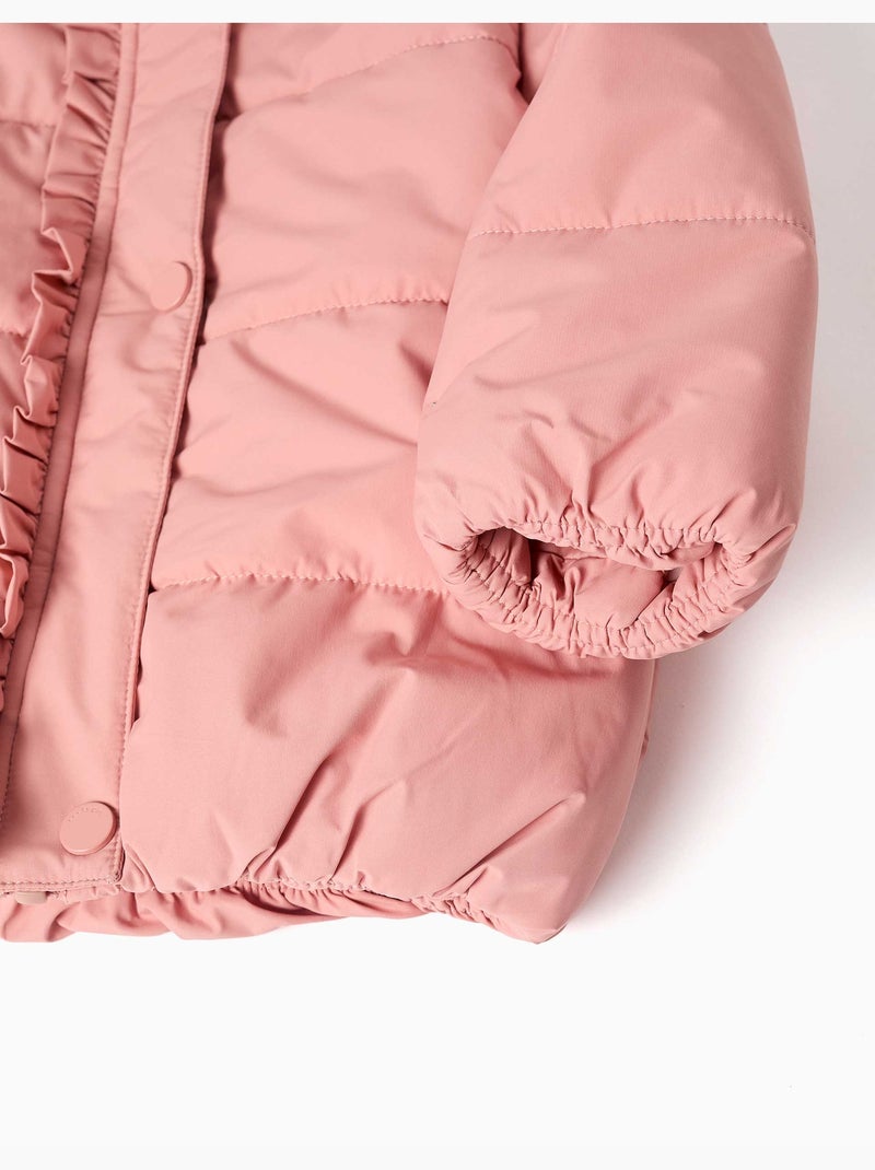 Gewatteerde jas met capuchon en voering van polarfleece Roze - Kiabi