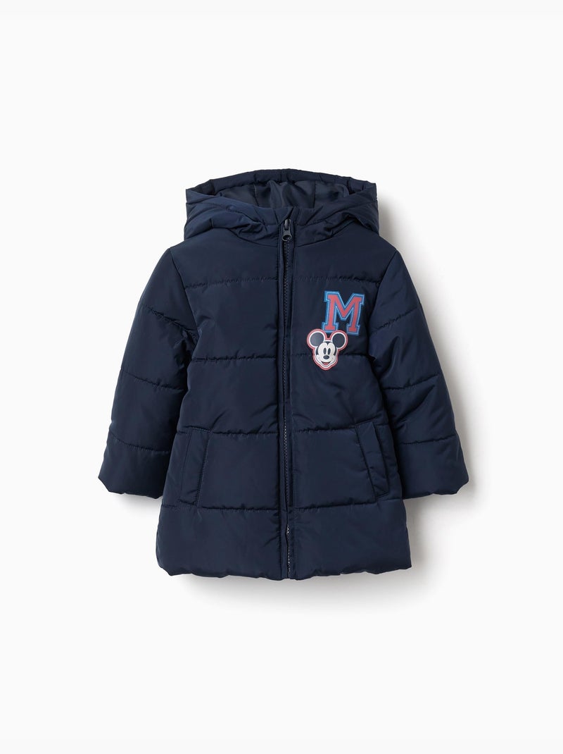 Gewatteerde jas met capuchon met mickey Donkerblauw - Kiabi