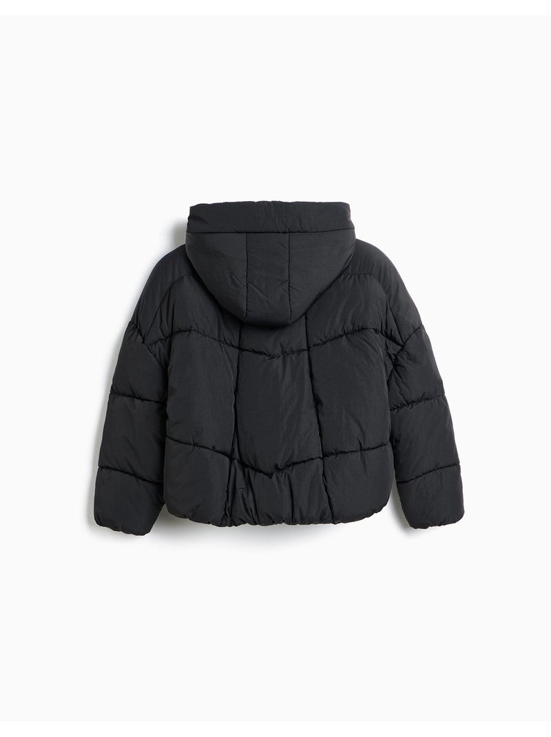 Gewatteerde jas met capuchon, mo fashion Zwart - Kiabi