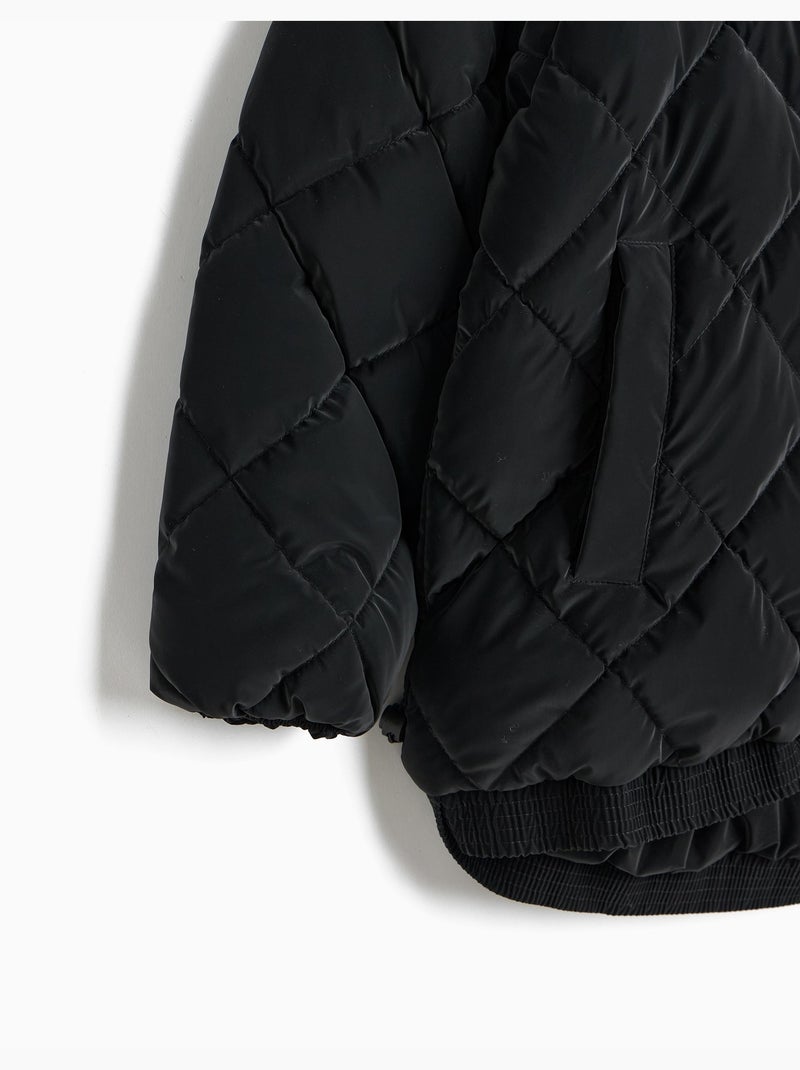 Gewatteerde jas met capuchon, mo fashion Zwart - Kiabi