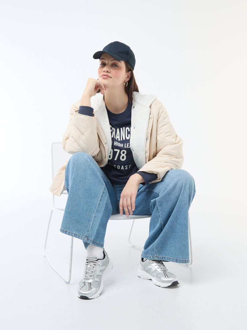 Gewatteerde jas met kap en uitneembaar fleece binnenstuk Biege - Kiabi