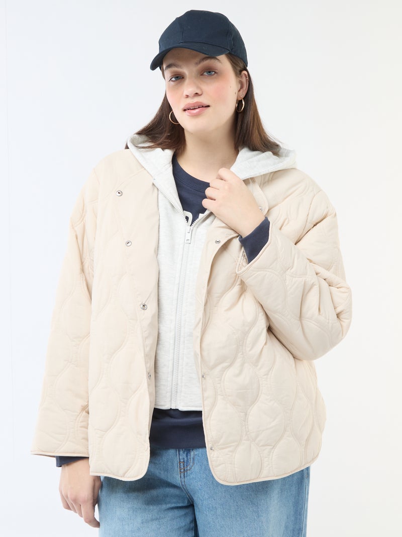 Gewatteerde jas met kap en uitneembaar fleece binnenstuk Biege - Kiabi