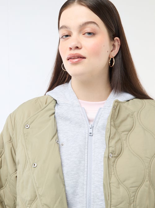 Gewatteerde jas met kap en uitneembare fleece binnenkant - Kiabi