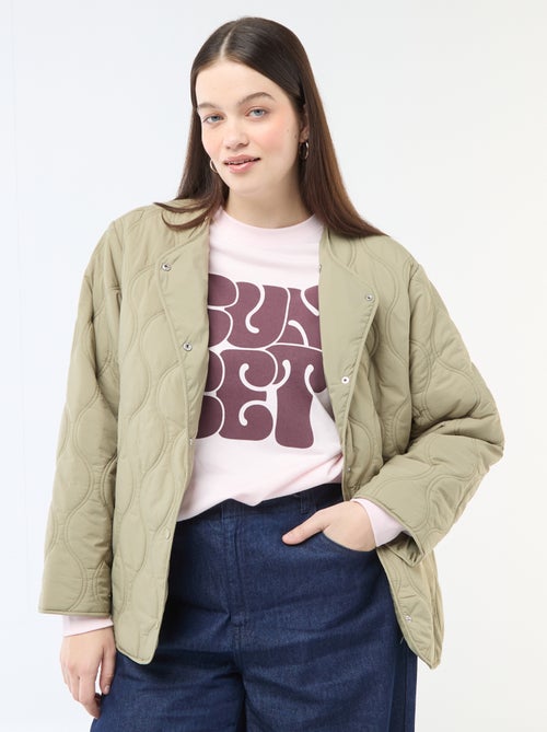 Gewatteerde jas met kap en uitneembare fleece binnenkant - Kiabi