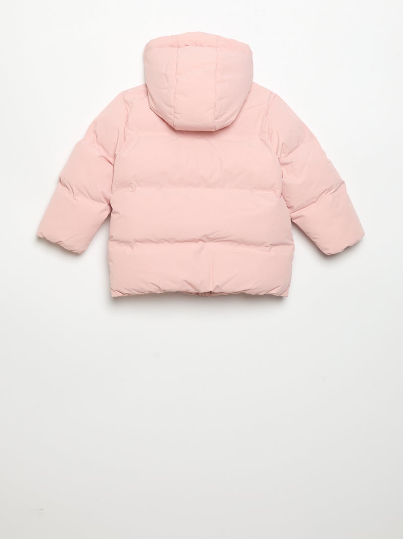 Gewatteerde jas met print en capuchon Rose - Kiabi