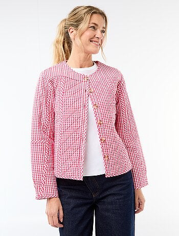 Gewatteerde jas met ruitjes