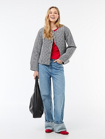 Gewatteerde jas met ruitjes