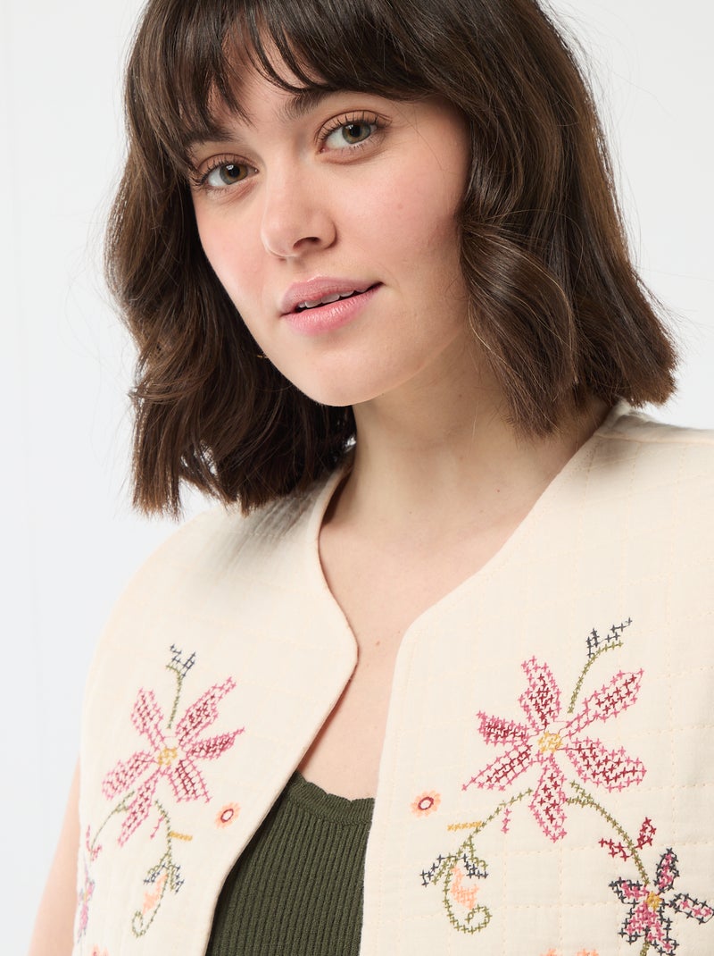 Gewatteerde mouwloze bodywarmer Biege - Kiabi