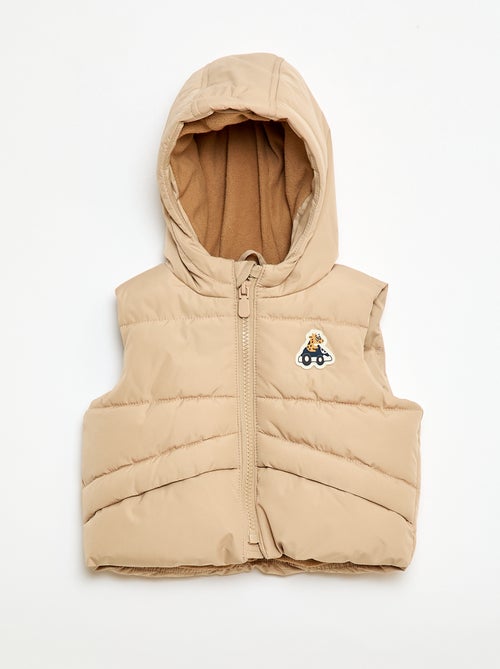 Gewatteerde mouwloze bodywarmer met capuchon - Kiabi
