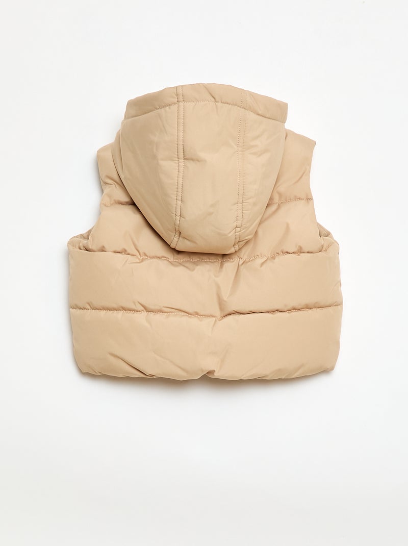 Gewatteerde mouwloze bodywarmer met capuchon Biege - Kiabi