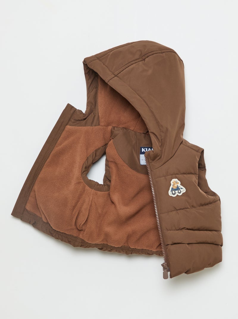 Gewatteerde mouwloze bodywarmer met capuchon Biege - Kiabi