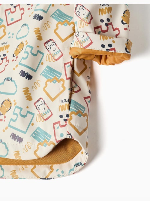 Gewatteerde rubberen parka met capuchon en print - Kiabi