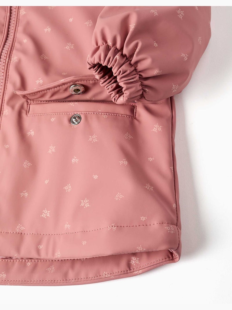 Gewatteerde rubberen parka met capuchon en zakken Roze - Kiabi