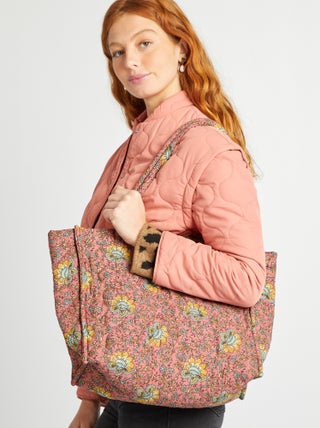 Gewatteerde shopper met print