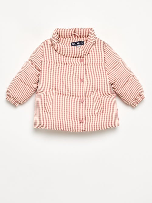 Gewatteerde vichy jas gevoerd met fleece - Kiabi