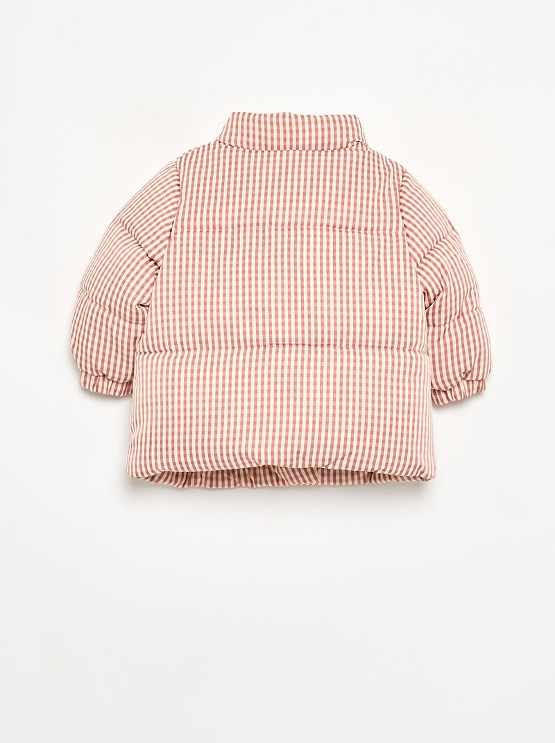Gewatteerde vichy jas gevoerd met fleece Rood - Kiabi