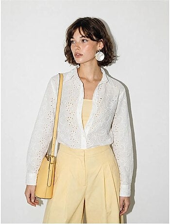 Geweven blouse met borduurwerk en losse pasvorm lucci