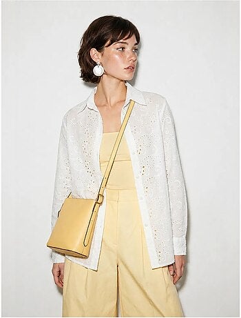 Geweven blouse met borduurwerk en losse pasvorm lucci