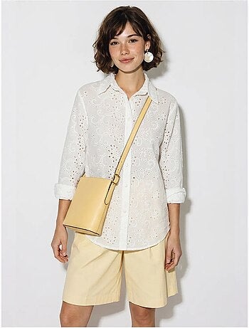 Geweven blouse met borduurwerk en losse pasvorm lucci