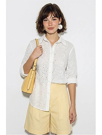Geweven blouse met borduurwerk en losse pasvorm lucci