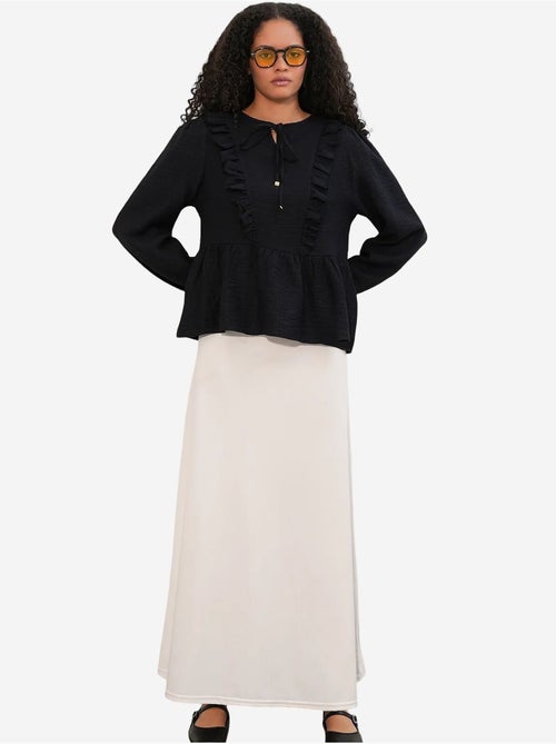 Geweven blouse met ruches en striksluiting bdart - Kiabi