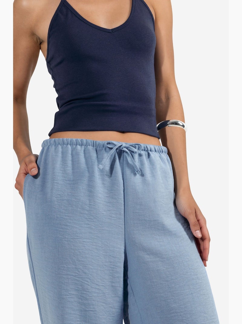 Geweven broek met rechte pijp voor dames busem Blauw - Kiabi