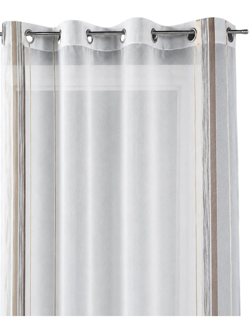 Geweven vitrage met verticale strepen Beige - Kiabi