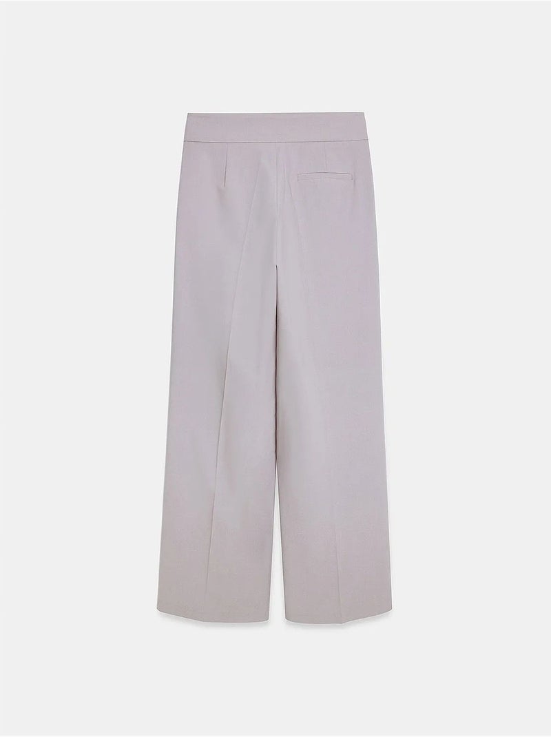 Geweven wide-leg broek met ceintuur dilvin Zand - Kiabi