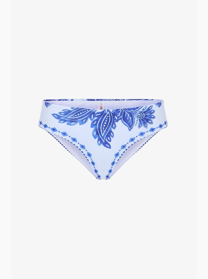 Giana bikinibroekje met bloemenprint en middelhoge taille penti Wit Blauw - Kiabi