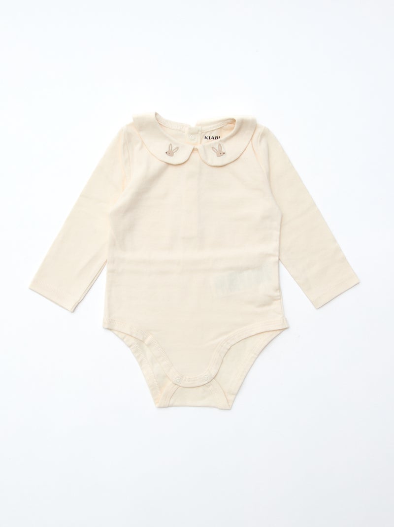 GIFTBOX - Lange salopette van tricot + rompertje + luierdoek van luchtig katoen + sokken Wit - Kiabi