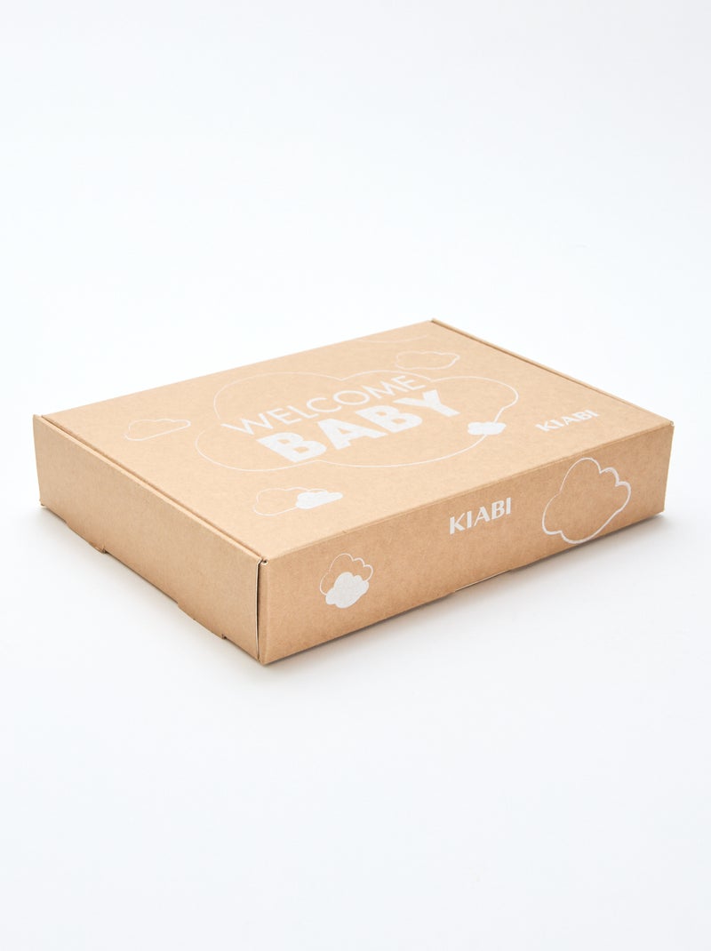 GIFTBOX - Lange salopette van tricot + rompertje + luierdoek van luchtig katoen + sokken Wit - Kiabi