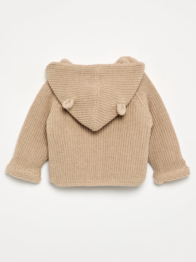Gilet à capuche intérieur moutonné Beige - Kiabi