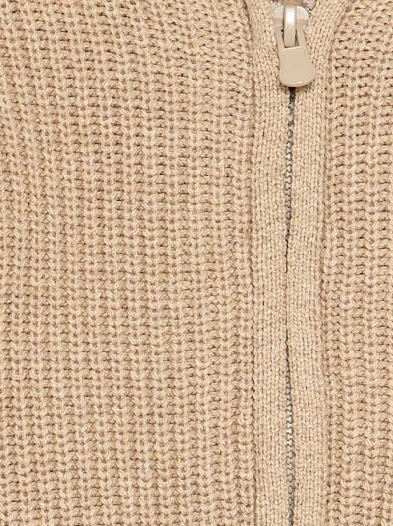 Gilet à capuche intérieur moutonné Beige - Kiabi