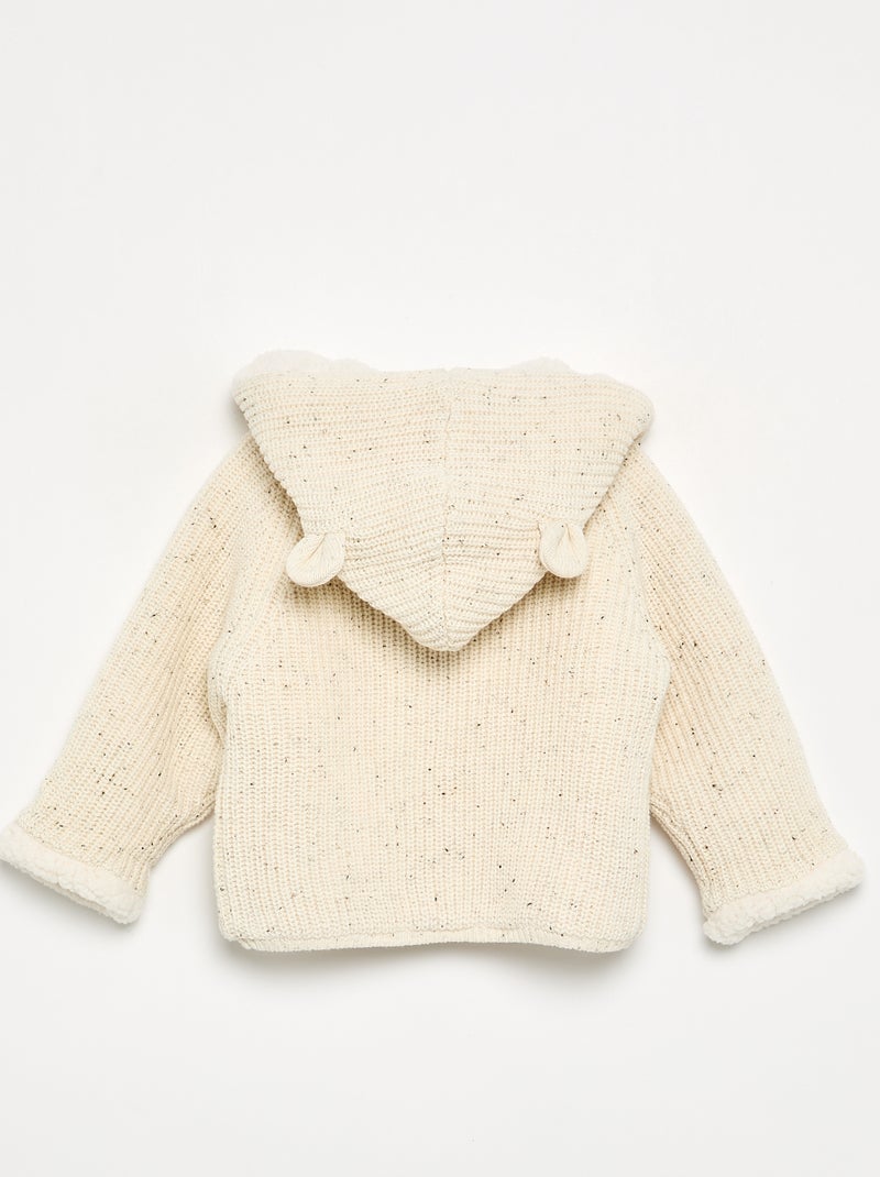 Gilet à capuche intérieur moutonné Blanc - Kiabi