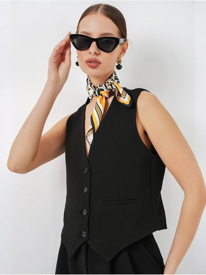 Gilet à col en v boutonné bdart Noir - Kiabi